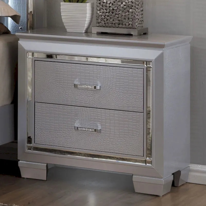 Silver Bedside Table with LED Light