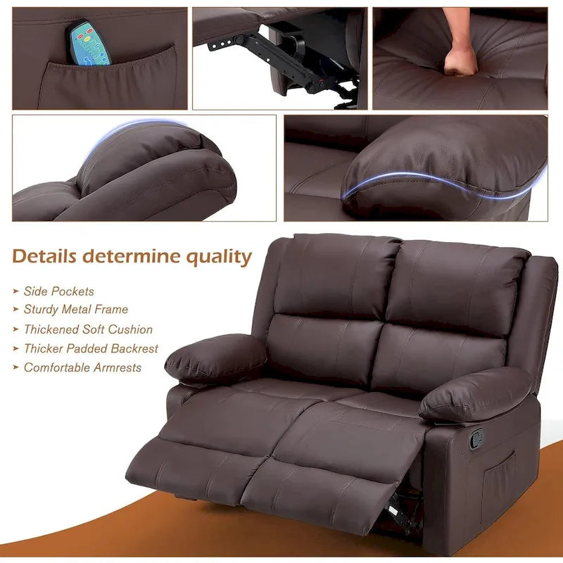 2-Seat Reclining Loveseat with Heat and Massage Functions