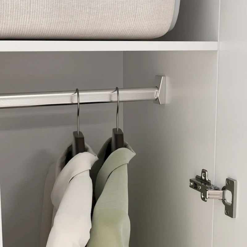 Freestanding 2-Door Bedroom Wardrobe with Clothes Rail