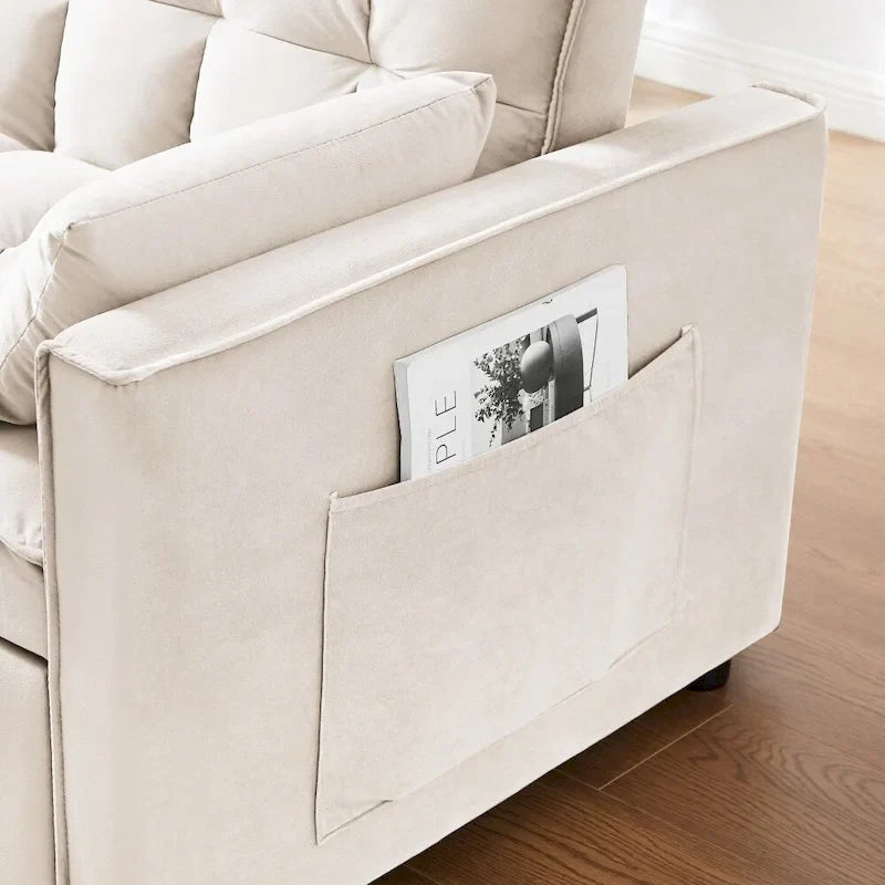 3-in-1 Velvet Convertible Sofa Bed with Trundle and Reclining Backrest