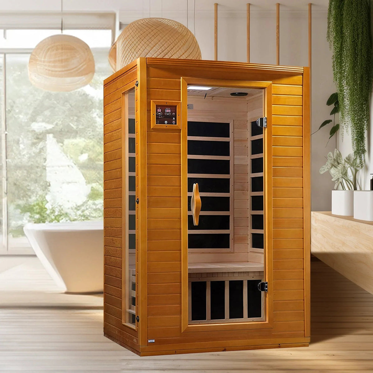 Low-EMF Far Infrared Sauna for 2 People, Canadian Hemlock Wood