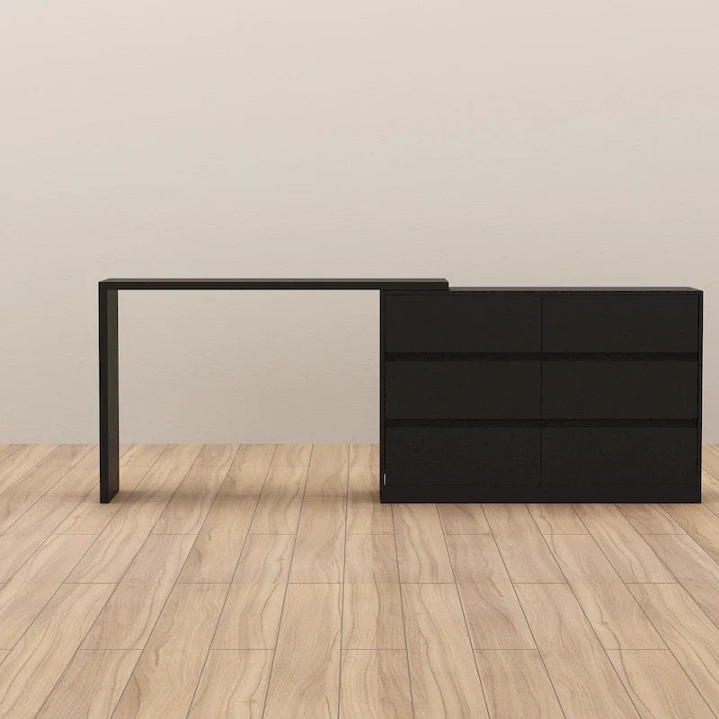 32.7-Inch Swivel Dresser and 6-Drawer Desk/Vanity, White/Black