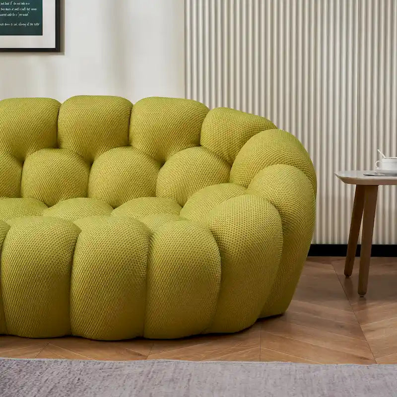 2-Seat Curved Bubble Loveseat with 3D Textured Fabric for Living Room or Apartment