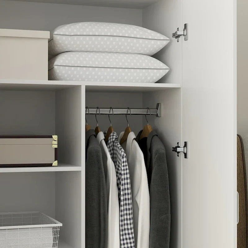 Freestanding 2-Door Bedroom Wardrobe with Clothes Rail