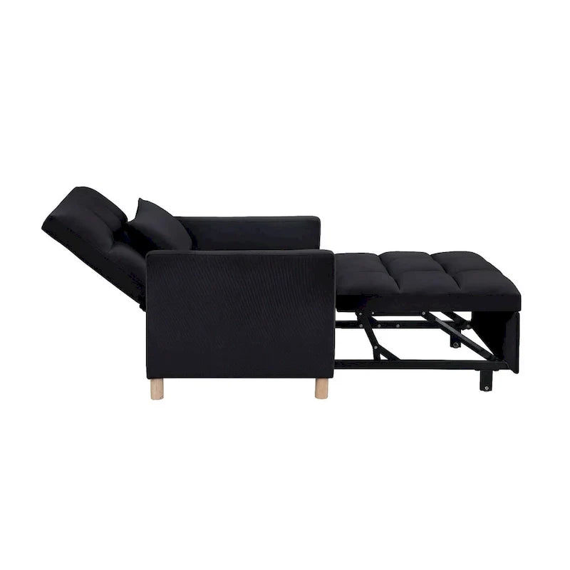 3-in-1 Convertible Chair Bed, Black