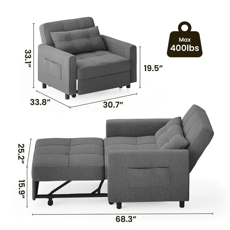 3-in-1 Convertible Sofa Bed, Folding Sofa Chair and Sleeper for Living Room